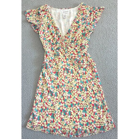Y2K Max Studio Slip Babydoll Dress Sleeveless 90s Yellow Red Blue - Picture 1 of 16